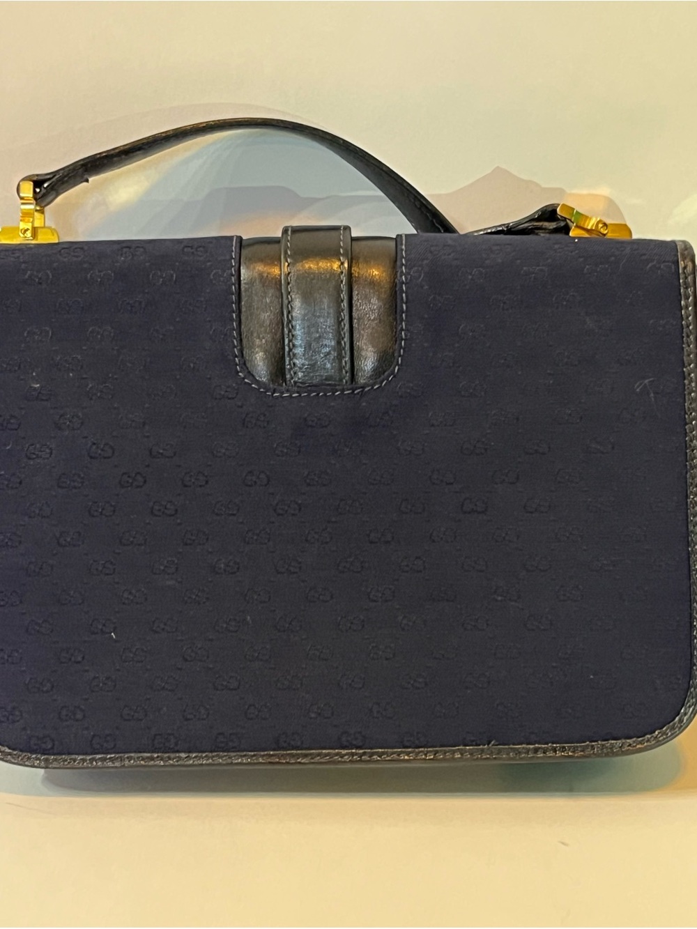 GUCCI Vintage GG Jacquard Canvas Navy Crossbody Shoulder Bag Italy 1970s 1980s - Picture 4 of 16